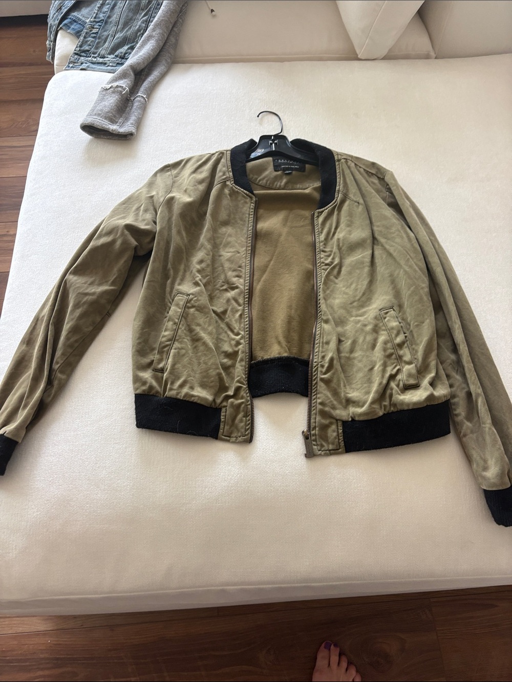 Sanctuary Olive Bomber Jacket with Black Trim